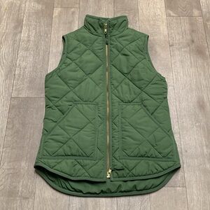Womens J. Crew Quilted Full Zip Sleeveless Green Vest Jacket‎